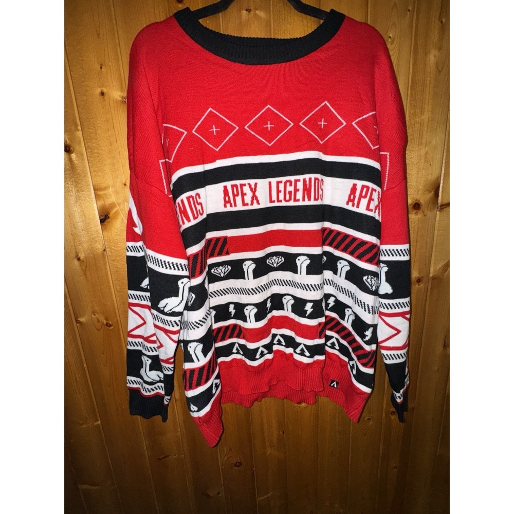 Apex Legends Christmas Sweater Mens XXL Nessie Video Game Holiday Red Black